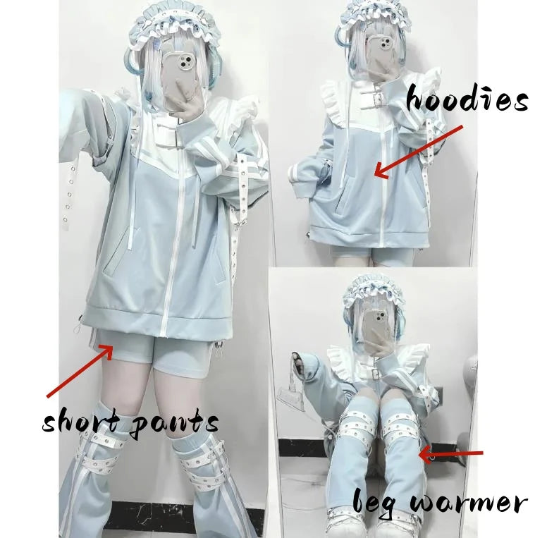 90s Harajuku Tenshi Kawaii Light Blue Pullover Coat