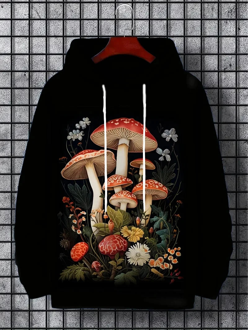 interesting Harajuku fashion design casual men's hoodie w/ autumn and winter natural scenery pattern