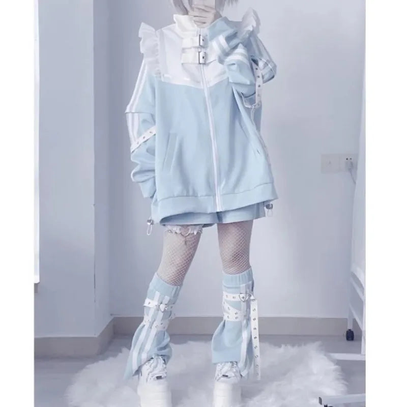 90s Harajuku Tenshi Kawaii Light Blue Pullover Coat