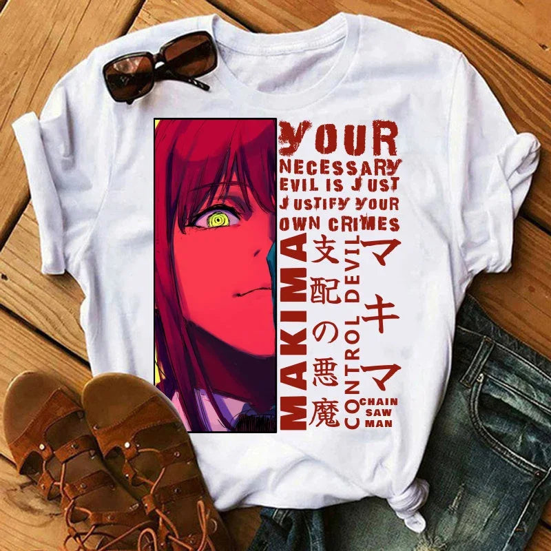 Chainsaw Man Makima Eyes Print Short Sleeve T Shirt
