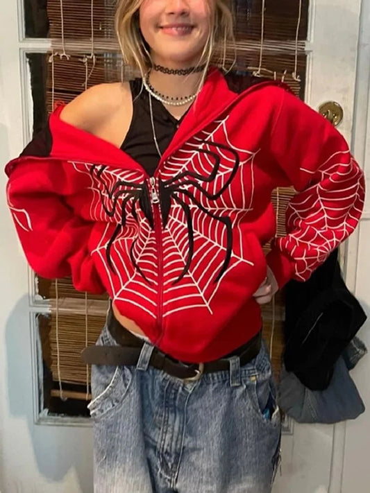 Spider Print goth Punk Sweatshirt