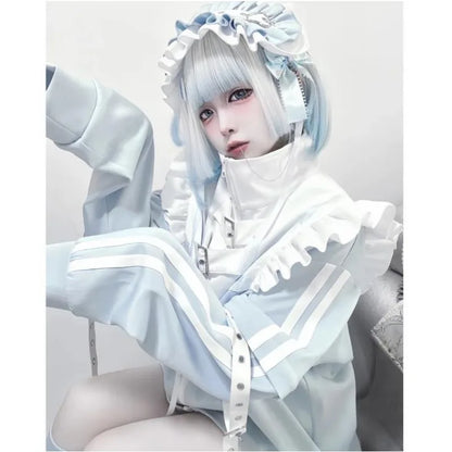 90s Harajuku Tenshi Kawaii Light Blue Pullover Coat