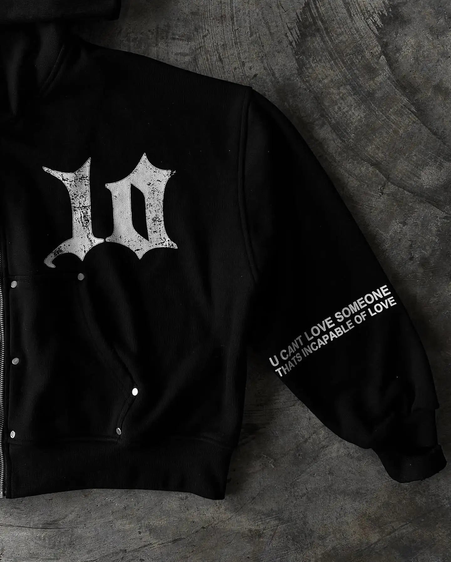 Harajuku Gothic Patchwork Embroidered Oversized Hoodies Retro Black Sweatshirts