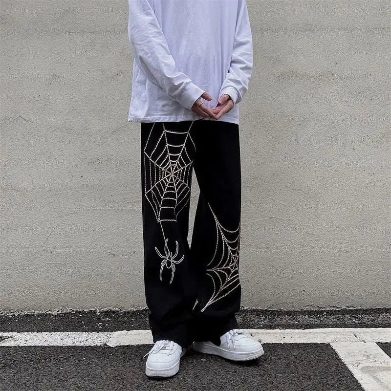 Streetwear Anime Male Wide Leg Oversize Pants Men Techwear Baggy Straight