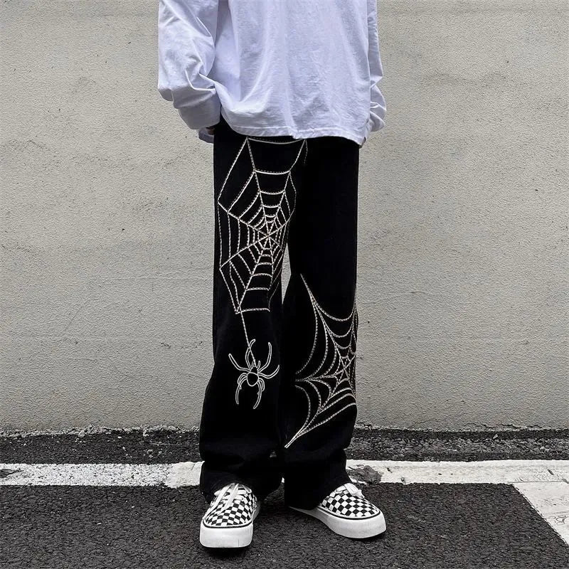 Streetwear Anime Male Wide Leg Oversize Pants Men Techwear Baggy Straight