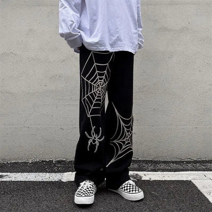 Streetwear Anime Male Wide Leg Oversize Pants Men Techwear Baggy Straight