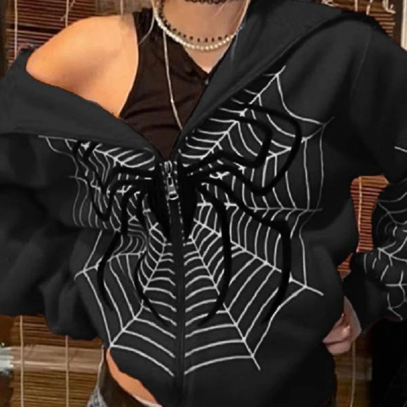 Spider Print goth Punk Sweatshirt