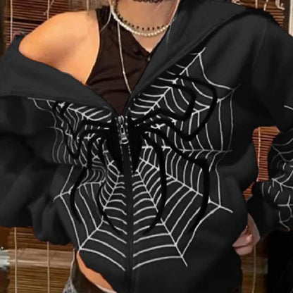 Spider Print goth Punk Sweatshirt