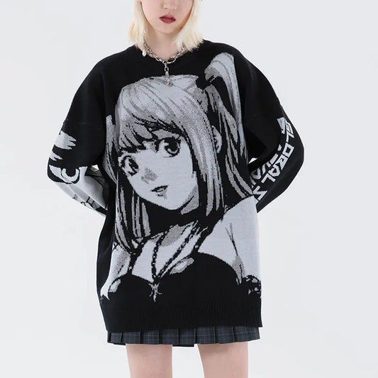 Anime Loose Misa Amane Harajuku Knit Oversize Uniform Streetwear Top
