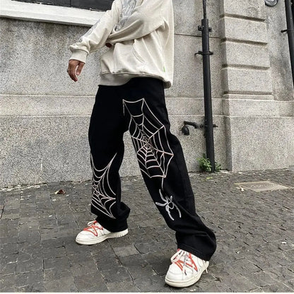 Streetwear Anime Male Wide Leg Oversize Pants Men Techwear Baggy Straight