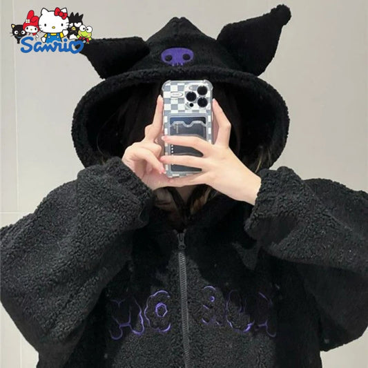 Sanrio Kuromi Black Embroidery Thin Coat