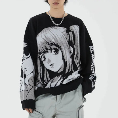 Anime Loose Misa Amane Harajuku Knit Oversize Uniform Streetwear Top