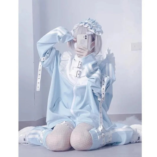 90s Harajuku Tenshi Kawaii Light Blue Pullover Coat