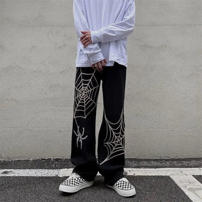 Streetwear Anime Male Wide Leg Oversize Pants Men Techwear Baggy Straight