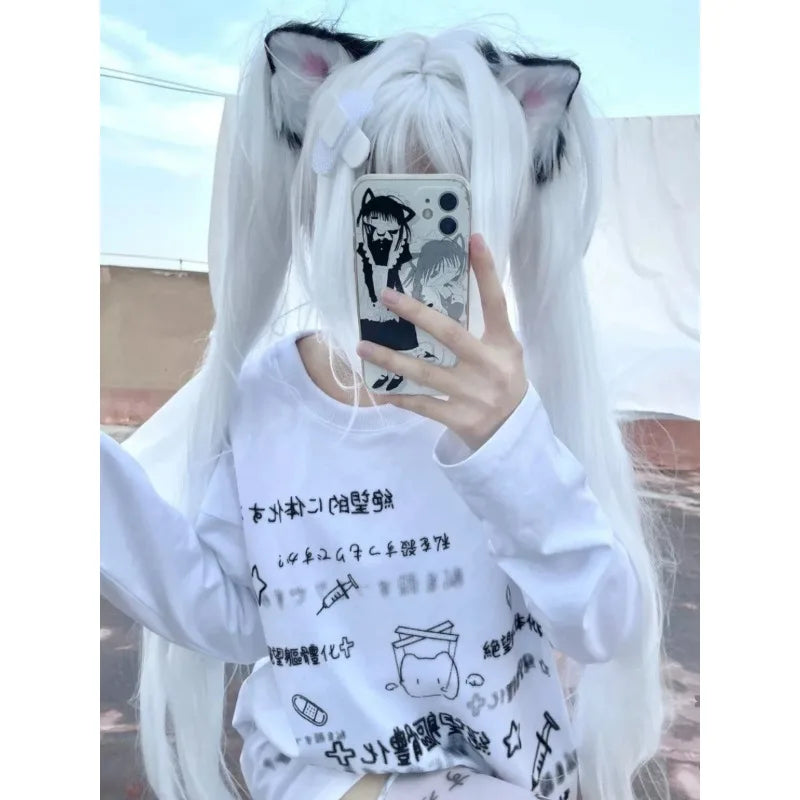 Long-sleeved Harajuku Cartoon Print