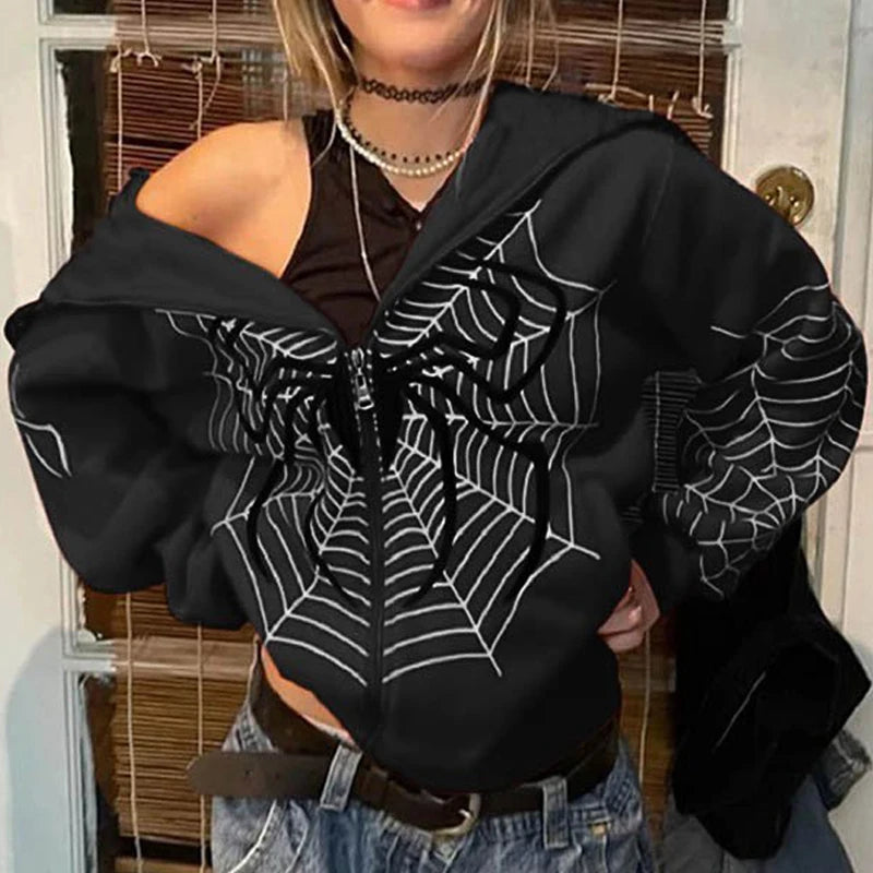 Spider Print goth Punk Sweatshirt