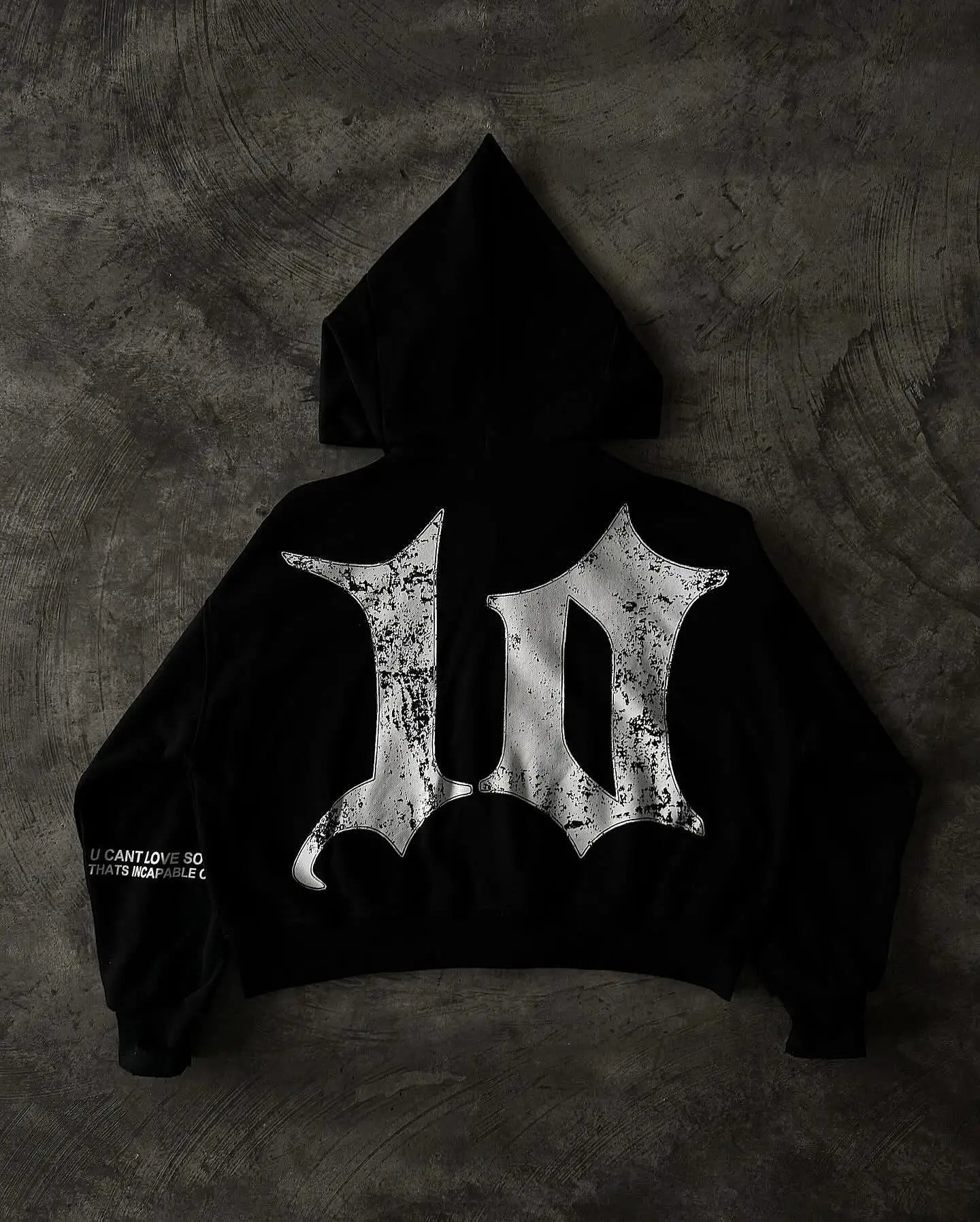 Harajuku Gothic Patchwork Embroidered Oversized Hoodies Retro Black Sweatshirts