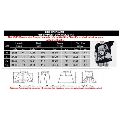 Anime Loose Misa Amane Harajuku Knit Oversize Uniform Streetwear Top
