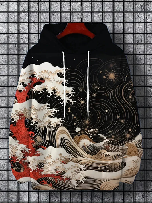 Interesting Ukiyoe Harajuku fashion men's hoodie design