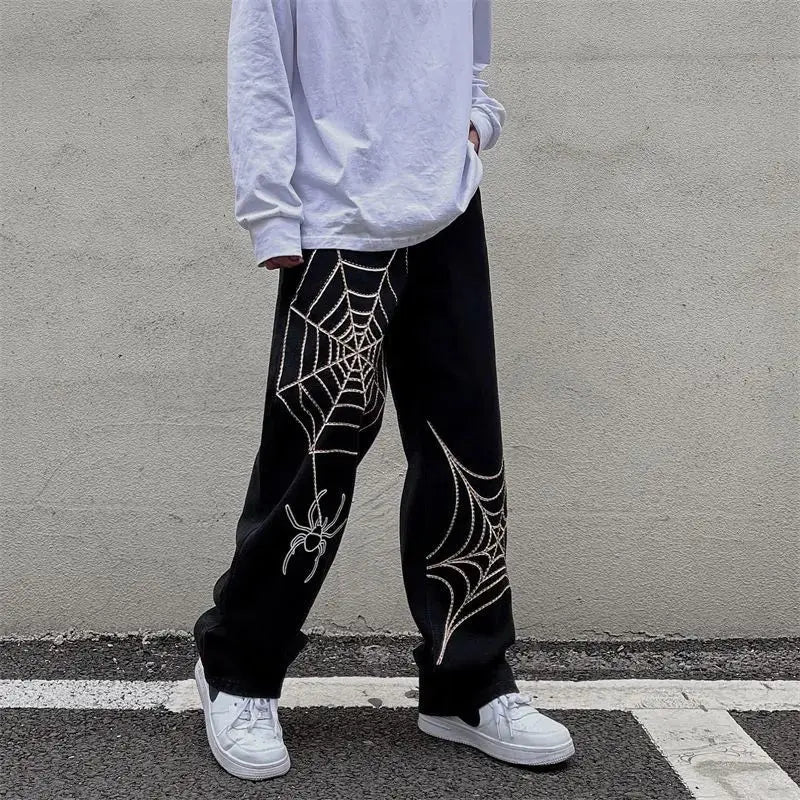 Streetwear Anime Male Wide Leg Oversize Pants Men Techwear Baggy Straight